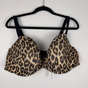 Savage X Fenty Underwire Padded Bra Women's Size 44DDD Tan Leopard Print Stretch